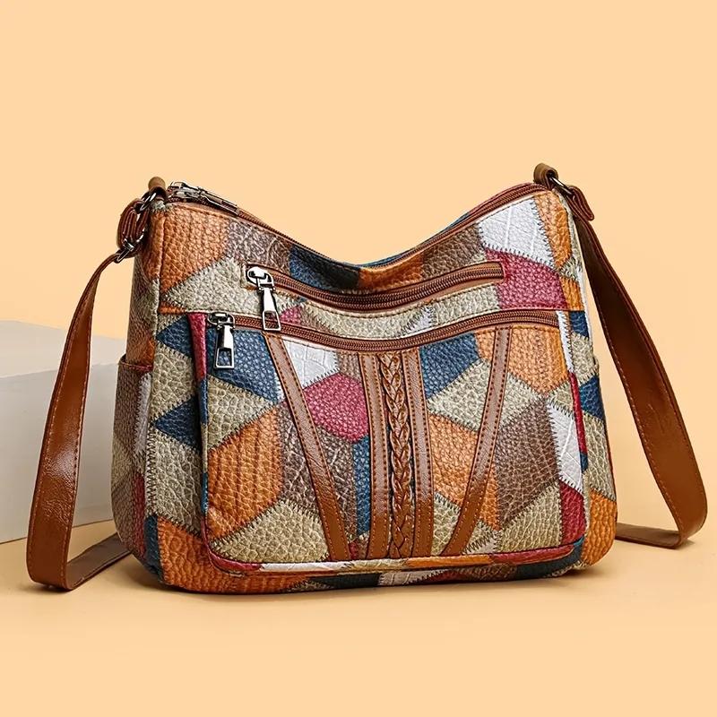 BR43FN Elegante vintage crossbodytas voor dames Trendy handtas Mode multi-pockets schoudertas All-match retro crossbodytas voor dagelijks gebruik 27x9x23cm blauw