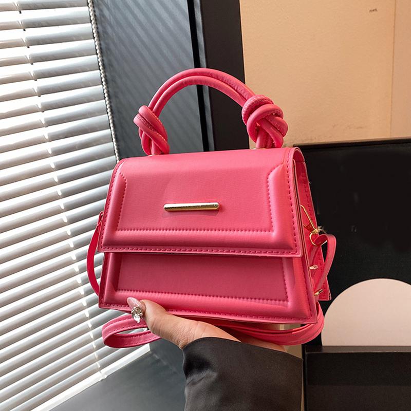 BR43FN Stijlvolle effen kleur PU leren dames schoudertas handtas ontwerp kleine crossbody tas dames klep messenger bag 20x7x14cm wit