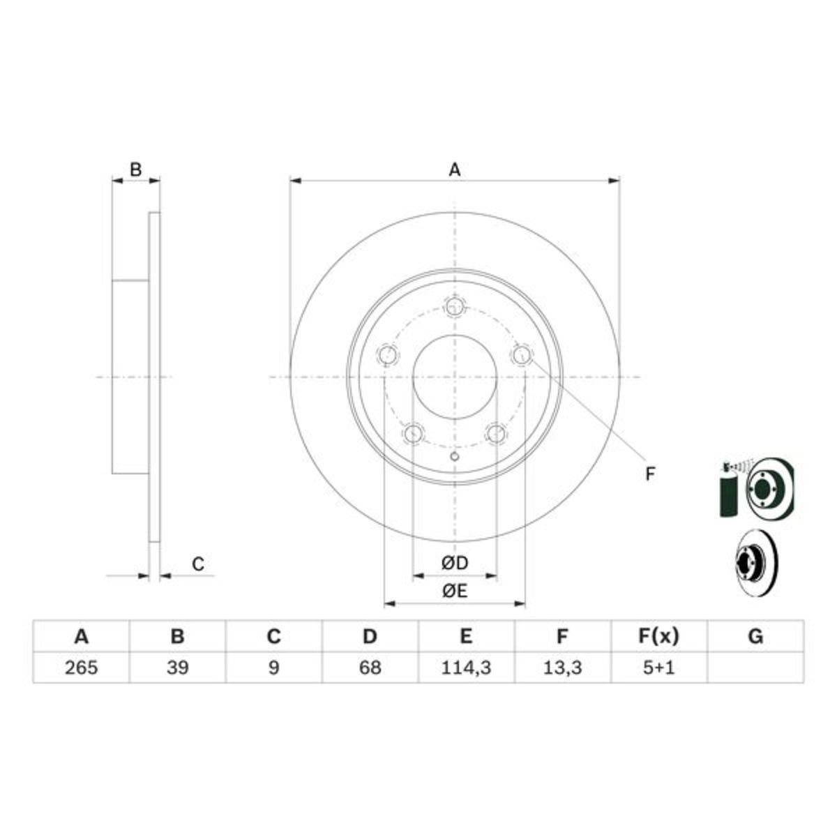 Bosch Remschijf  0 986 479 E54 achter, volledig, 1 Stuk