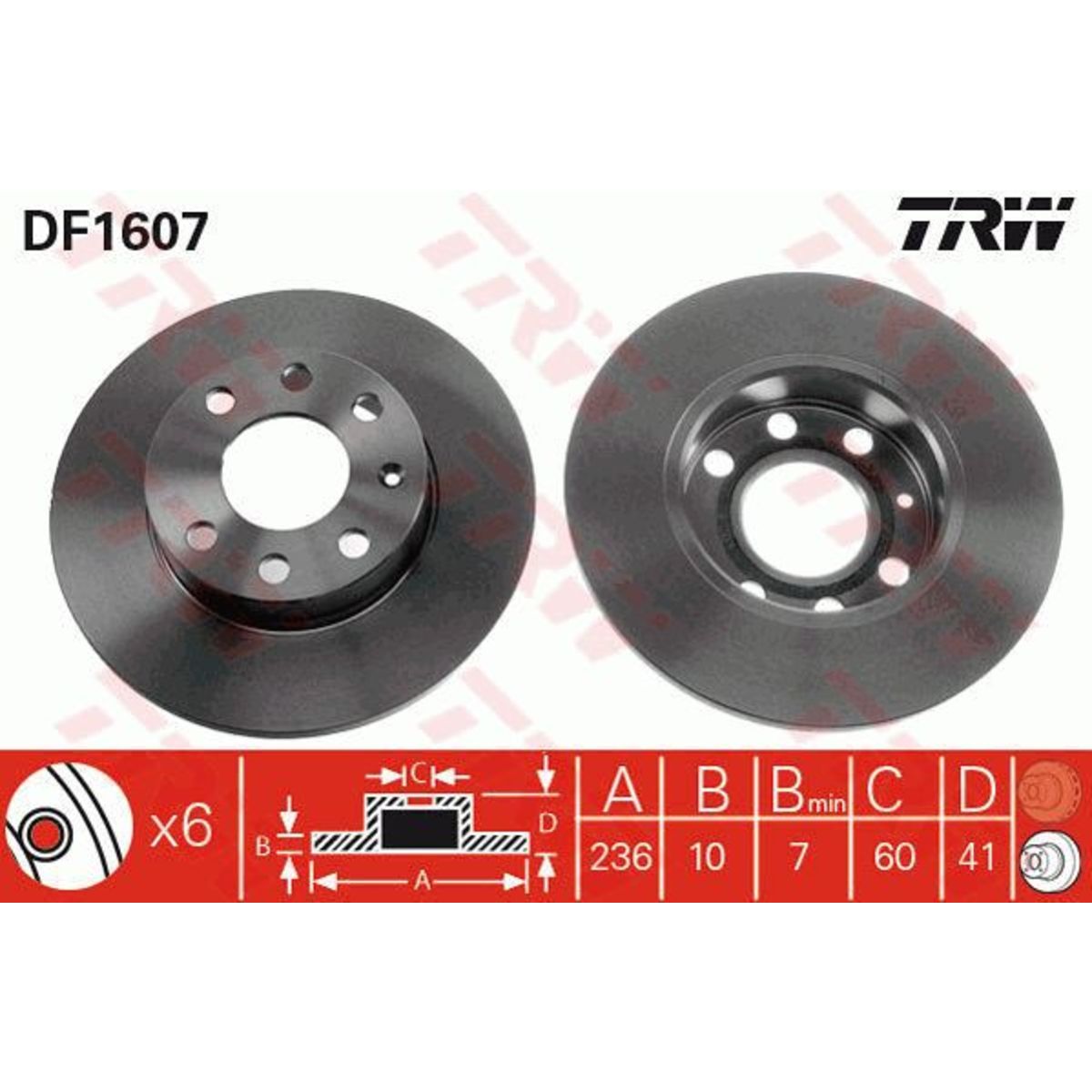 Trw Remschijf  DF1607 voorkant, compleet, 1 Stuk