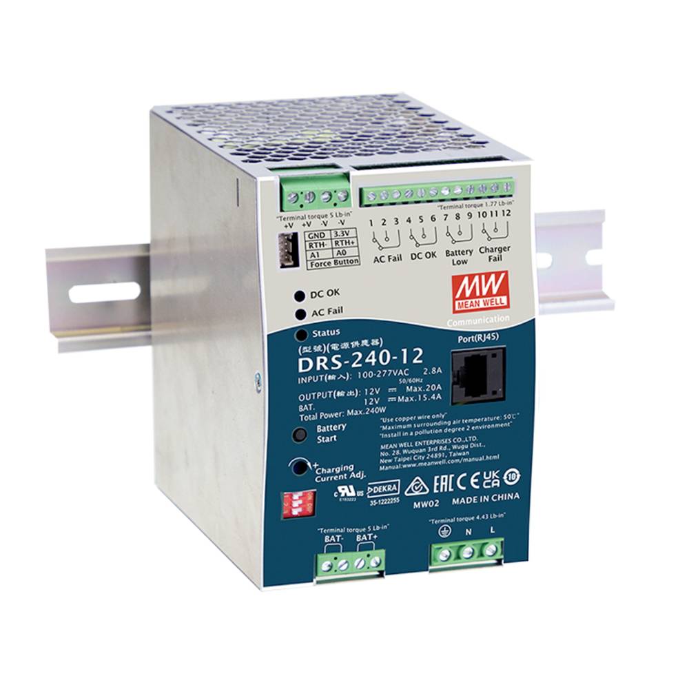 MW Mean Well DRS-240-48 DIN-rail netvoeding 48 V 5 A 240 W Aantal uitgangen: 1 x Inhoud: 1 stuk(s)