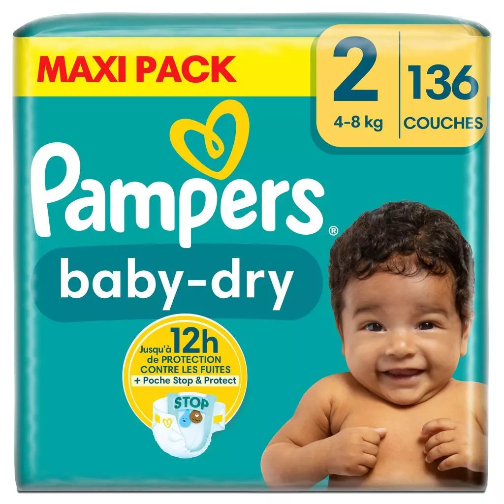 Pampers  Baby Dry - Maat 2 - Mega Pack - 136 Stuks - 4-8 KG