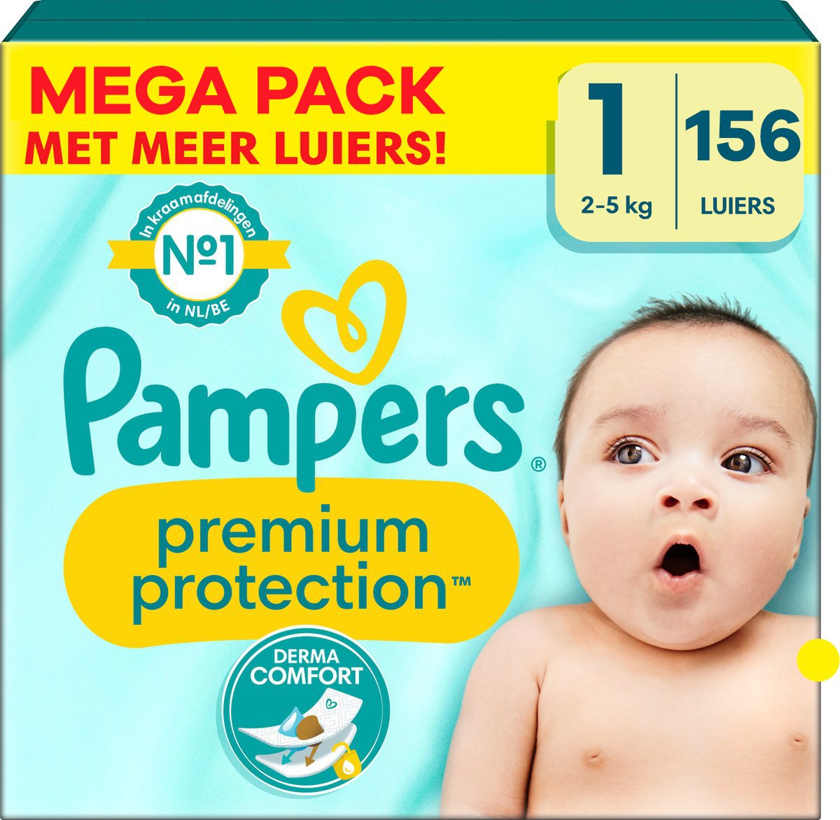 Pampers  Premium Protection - Maat 1 - Mega Pack - 156 stuks - 2/5 KG