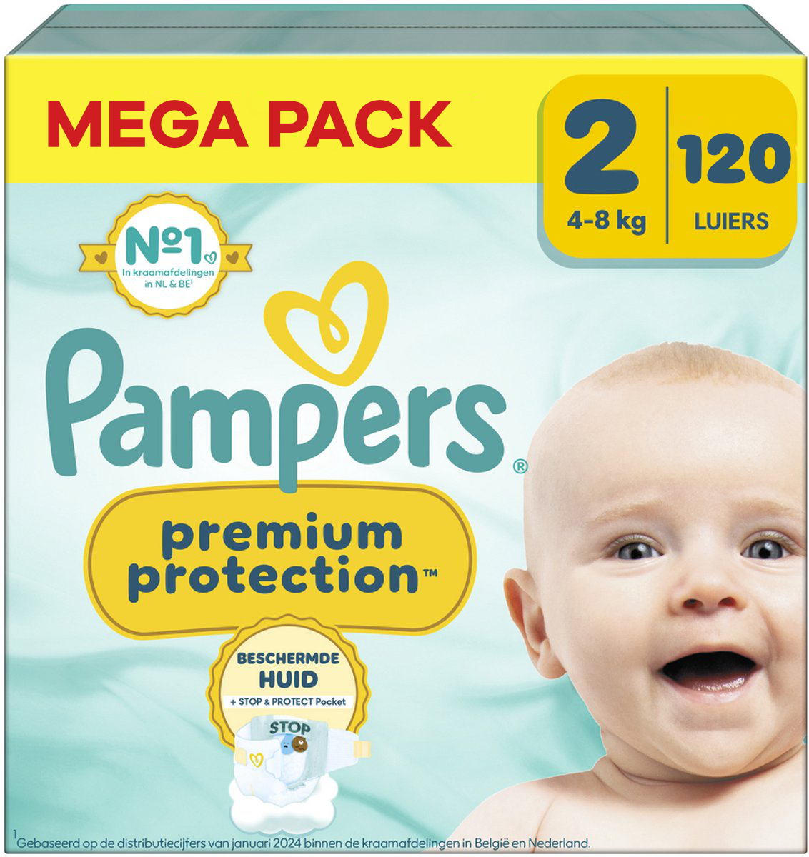 Pampers  Premium Protection - Maat 2 - Mega Pack - 120 Stuks - 4-8 kg