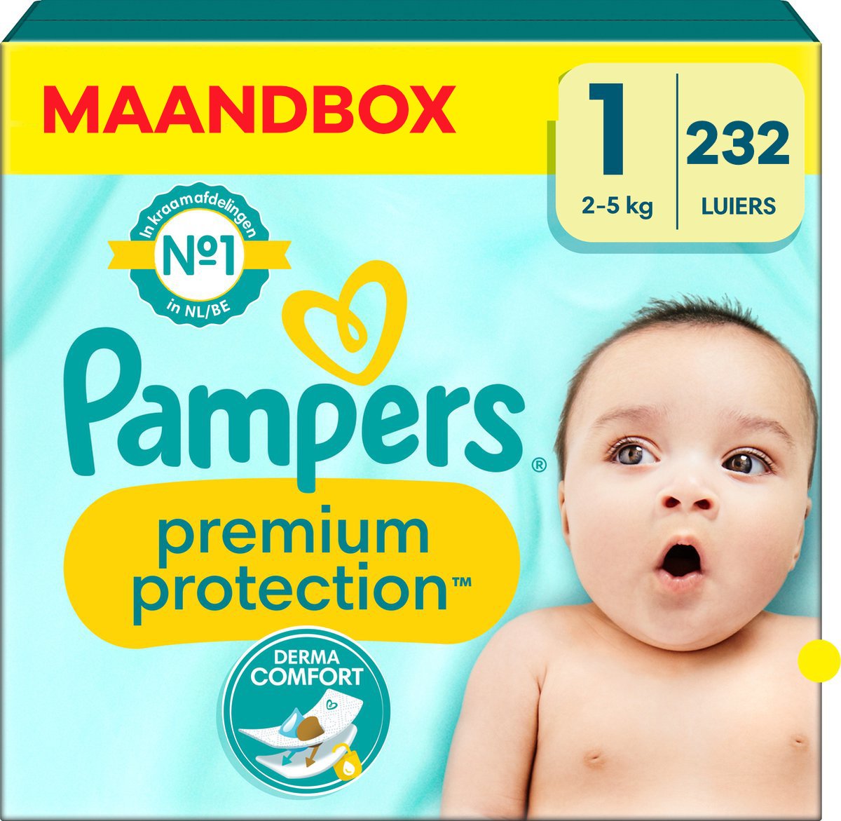 Pampers  Premium Protection - Maat 1 - Maandbox - 232 stuks - 2/5 KG