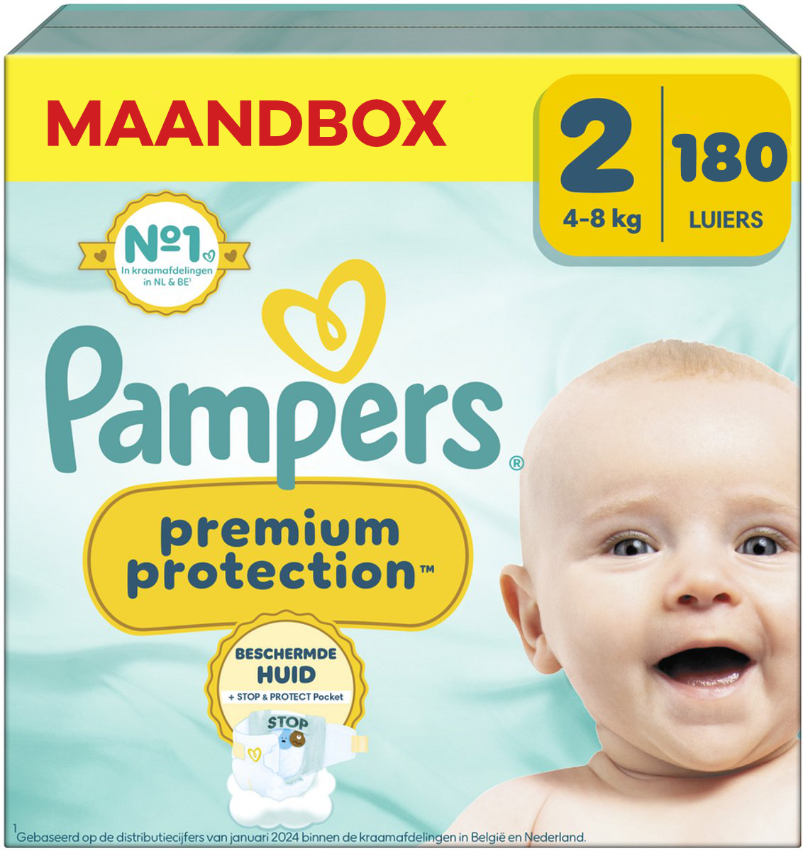 Pampers  Premium Protection - Maat 2 - Maandbox - 180 Stuks - 4-8 kg