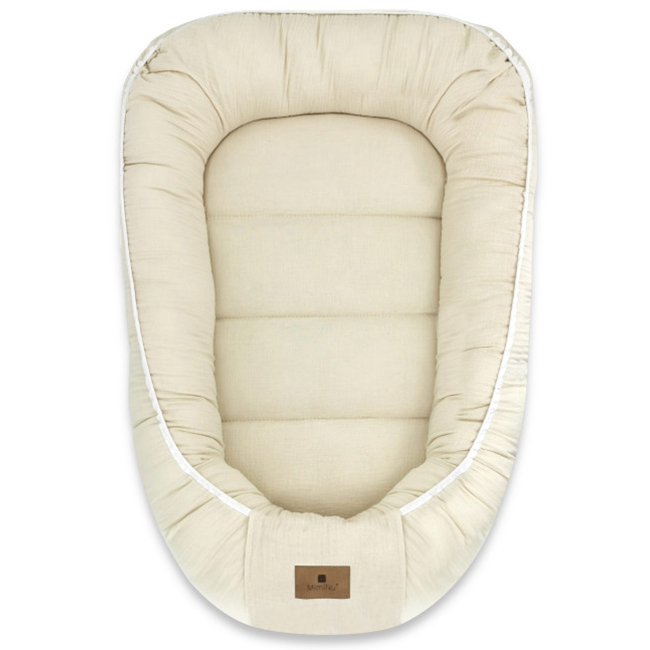 Zavelo Babynest Mousseline Katoen Beige – 100% Katoen – Antiallergisch Babynestje – 0-6 maanden – Wasbaar – 75x55 cm