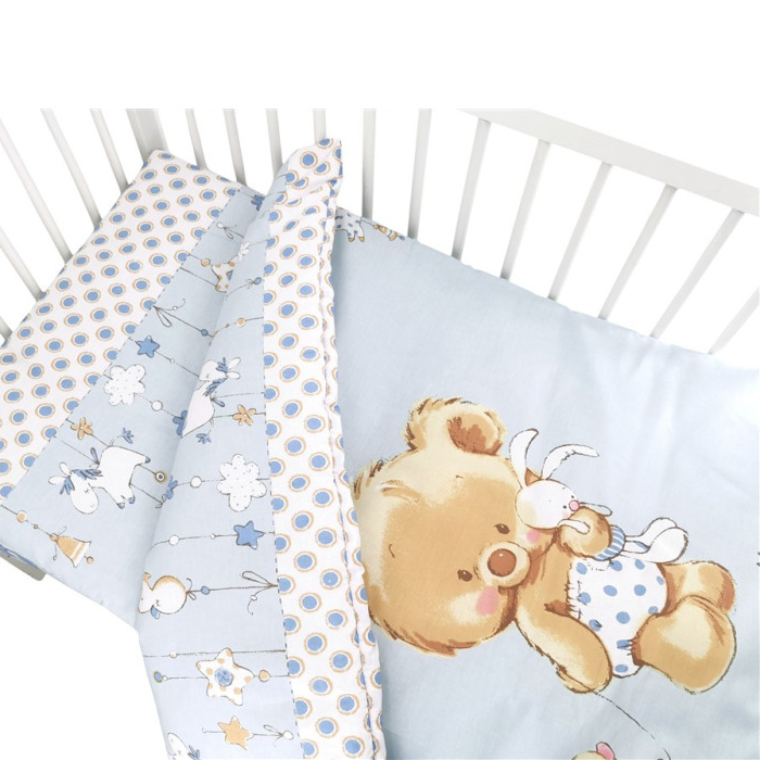 SlaapTextiel Kinder Dekbedovertrek Knuffelbeer Blauw – Ledikant & Junior-Junior (120 x 150 cm)