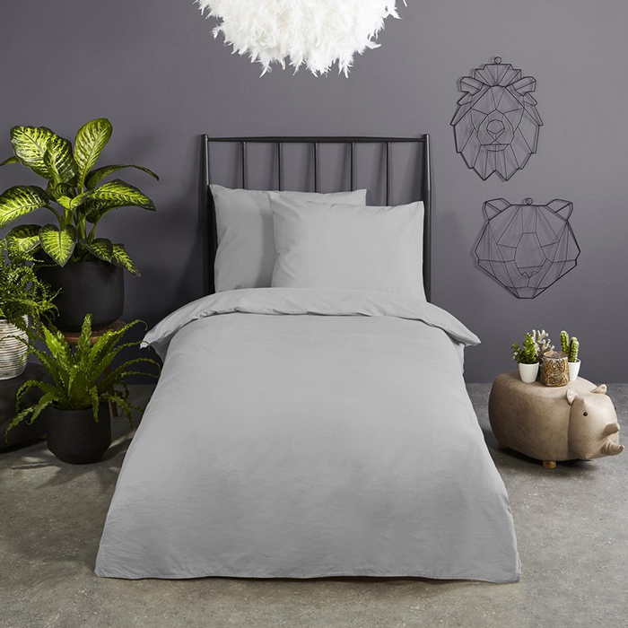 Zavelo Effen Dekbedovertrek Lichtgrijs – Ledikant 100 x 135 cm | 100% Katoen-Junior (120 x 150 cm)