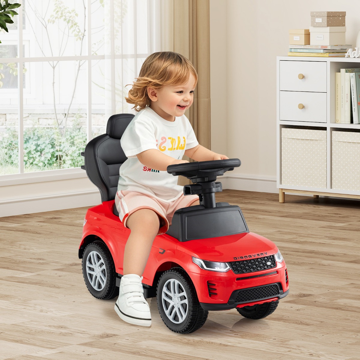 Costway 3 in 1 Loopwagen Rijdend Speelgoed Schuifwagen Met Claxon En Opstartgeluid