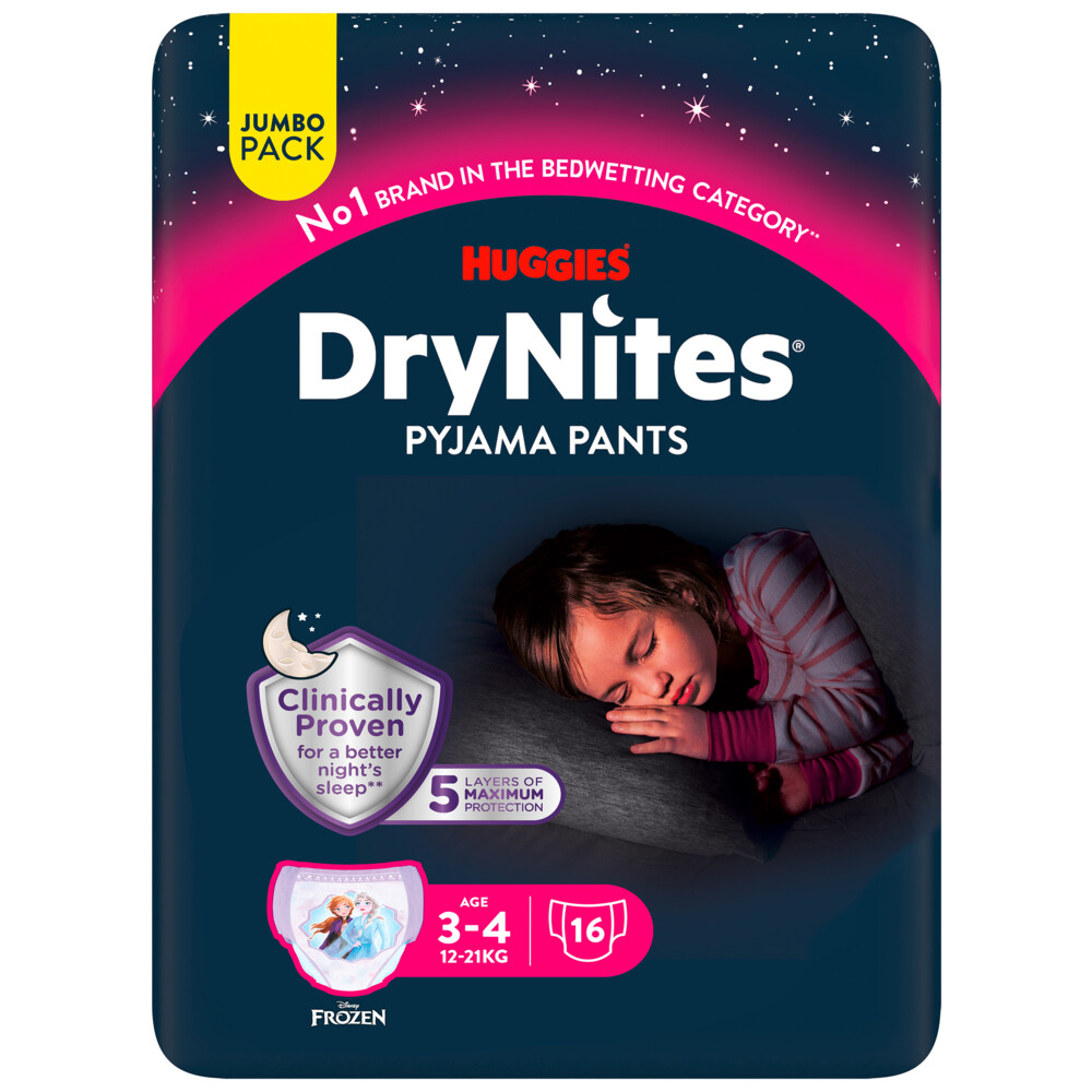 Huggies DryNites Nachtbroekjes Meisjes 3-4 jaar 16 x 4 = 64 stuks