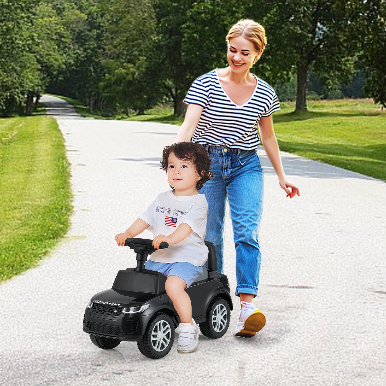 Costway Loopauto met Opbergruimte Loopvoertuig Loopauto Kinderauto Duwauto Speelgoedauto Zwart