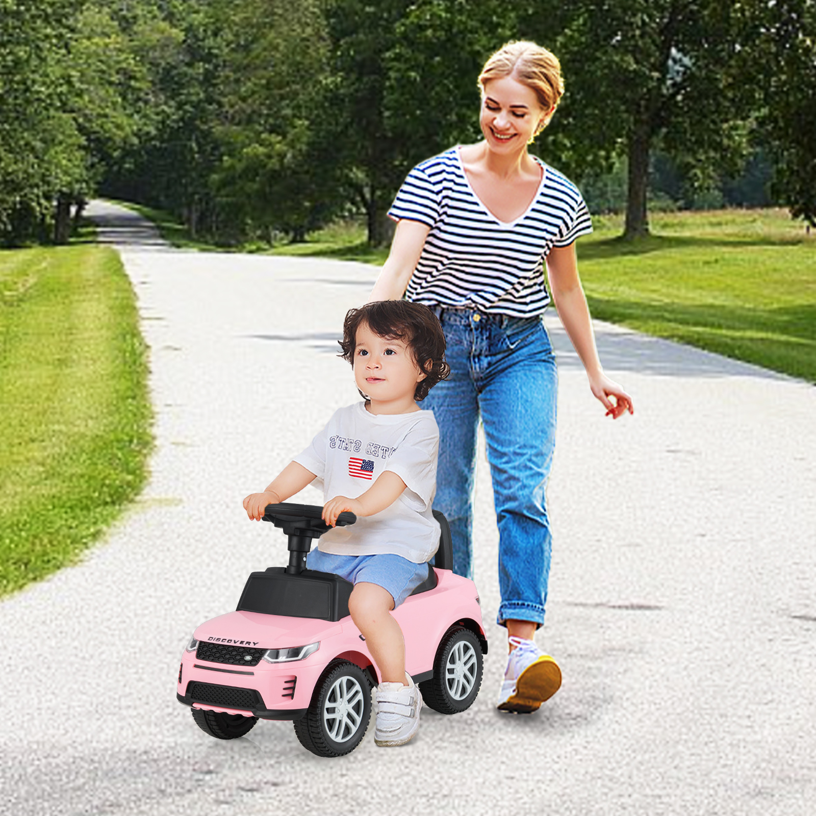 Costway Loopauto met Opbergruimte Loopvoertuig Loopauto Kinderauto Duwauto Speelgoedauto Roze