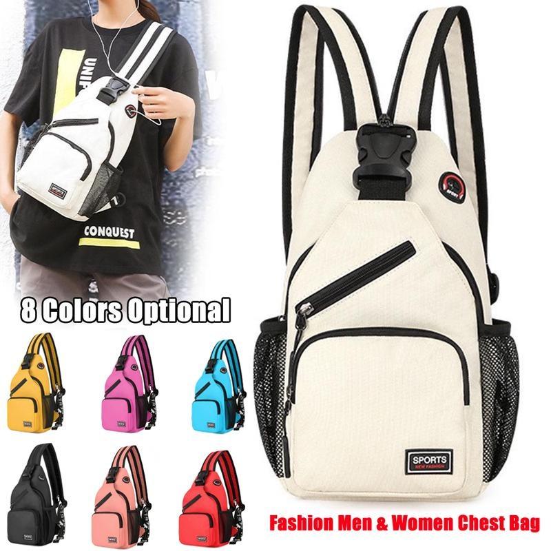 Happy6 1PC Mannen Vrouwen Borsttas Mode Schoudertas Dames Cross Bag Oxford Doek Sporttas Buiten wit