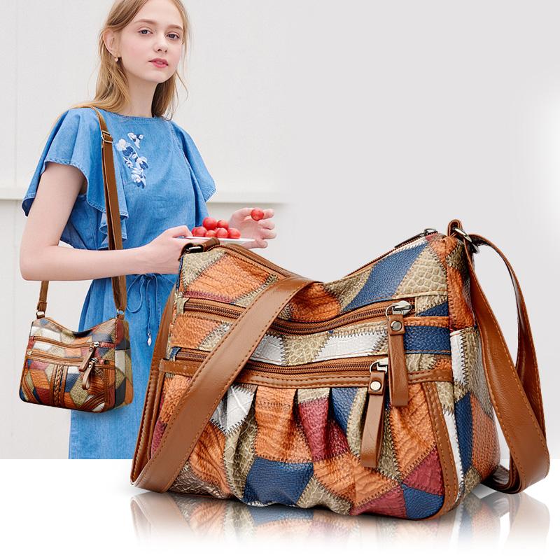 Kuluosidi Vrouwen Stitching Crossbody Tas Grote Capaciteit Middelbare Moeder Tas Reis Schoudertas Multi-Layer Tas 3060-2