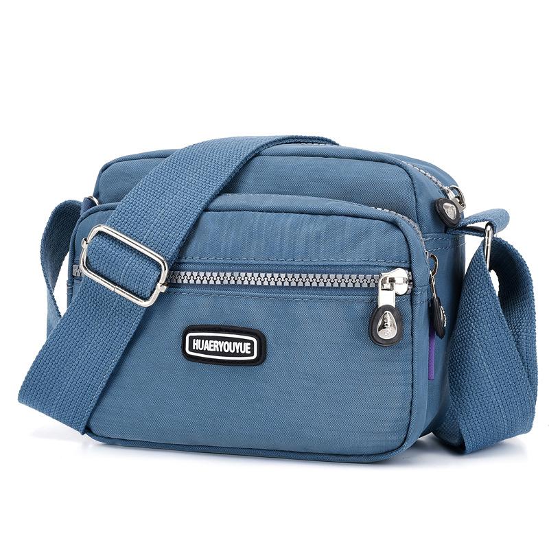 NK39UR Vrouwen waterdichte nylon schoudertas messenger bag lichtgewicht pakket grote capaciteit casual effen kleur reizen crossbody tas portemonnee 20x9x16cm beige