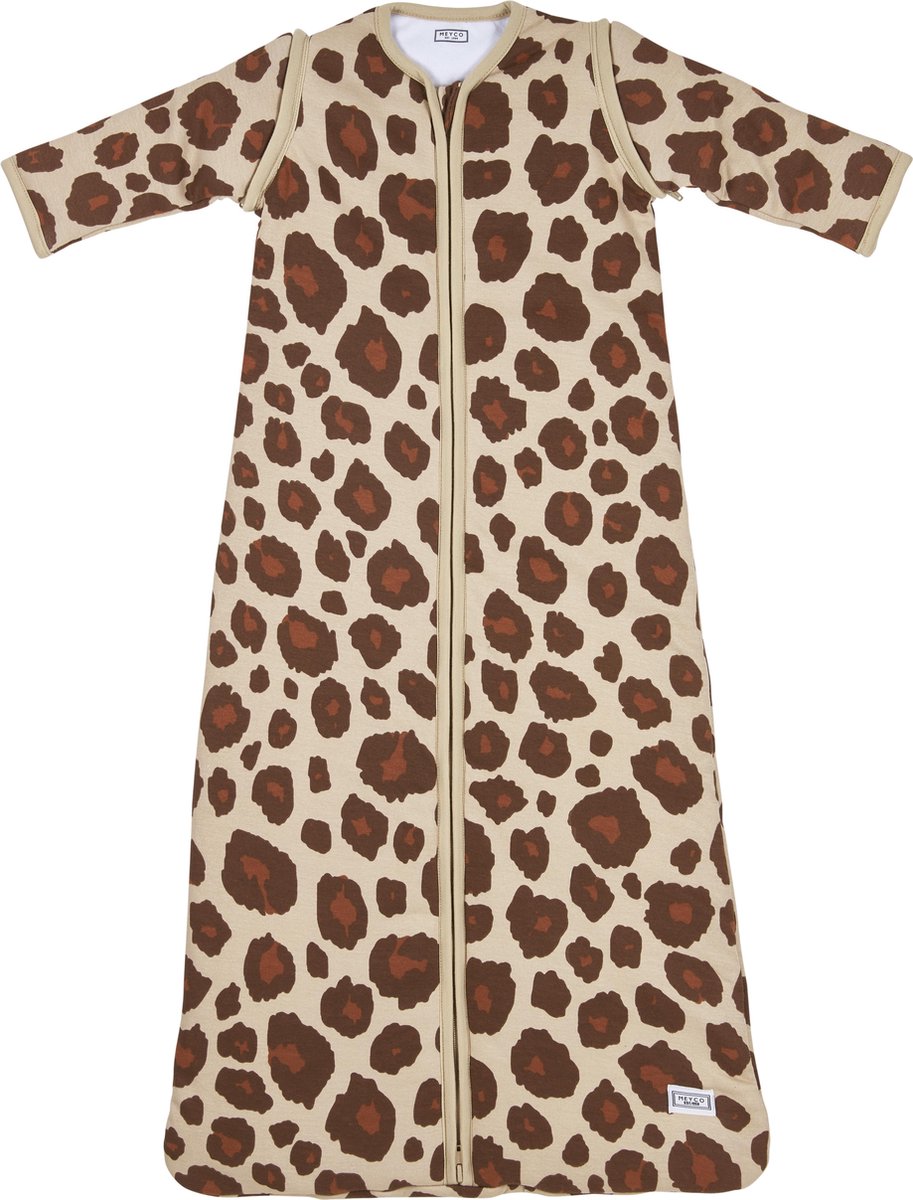 Meyco Panter winter baby slaapzak met afritsbare mouw gevoerd - 110cm - Camel