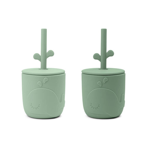 Done by Deer Peekaboo straw cup set groen wally