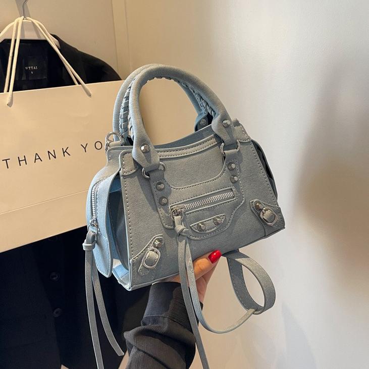 Fancy Lady Handtas in westerse stijl, getextureerde tas in westerse stijl, damestas, trendy en modieuze kleine vierkante tas one size lichtblauwe kleur