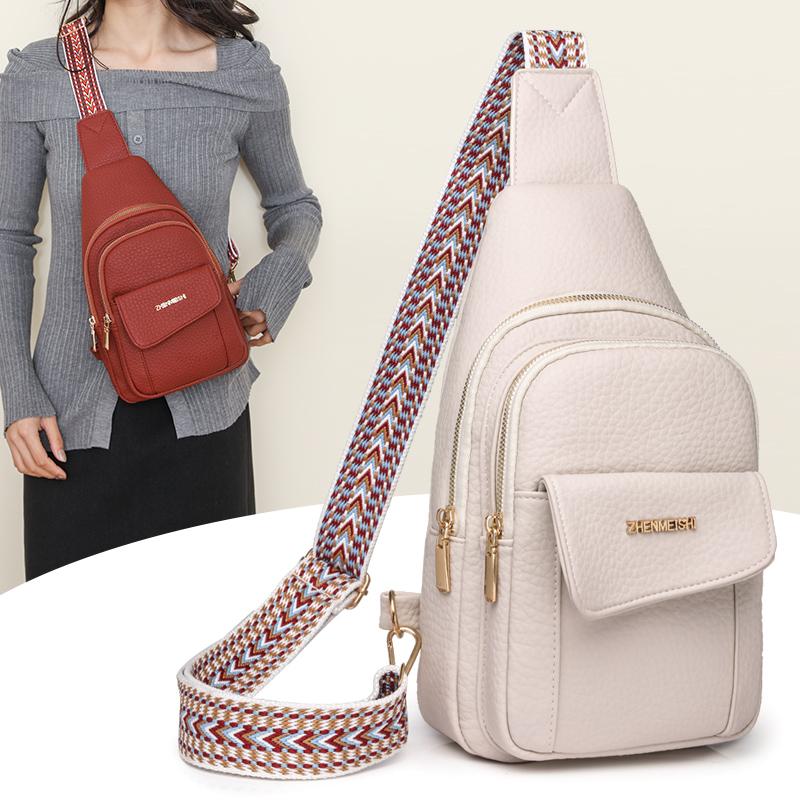 Kuluosidi Borsttas voor dames met grote capaciteit Zacht leer met stiksels Crossbodytas Borsttas wit