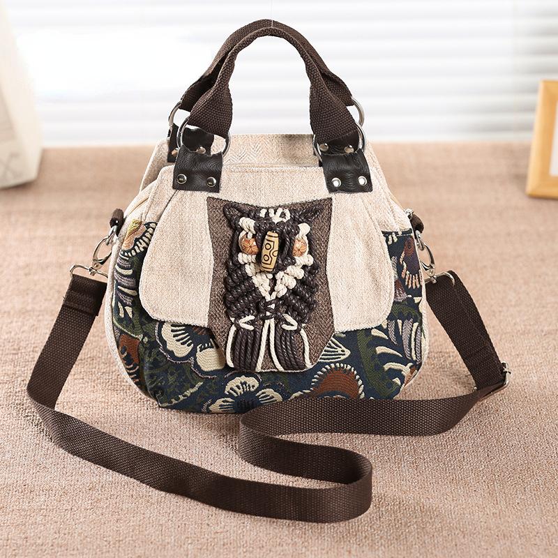 RUWB BAGS 2024 Nieuwe Vintage Messenger Handtas Dames Grote Capaciteit Crossbody Tassen Vrouwen Chinese Nationale Stijl Canvas Schoudertas groen