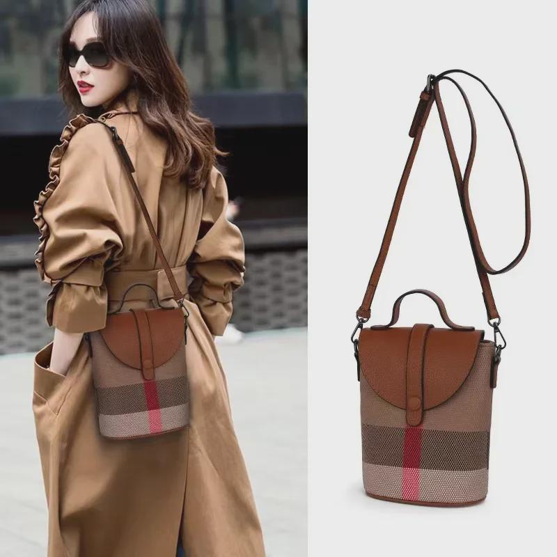 VantaGoods Lichte luxe leren mini-schoudertas voor dames - stijlvol geruit ontwerp, lichtgewicht, veelzijdige crossbody-handtas. 13.5x9x18 cm