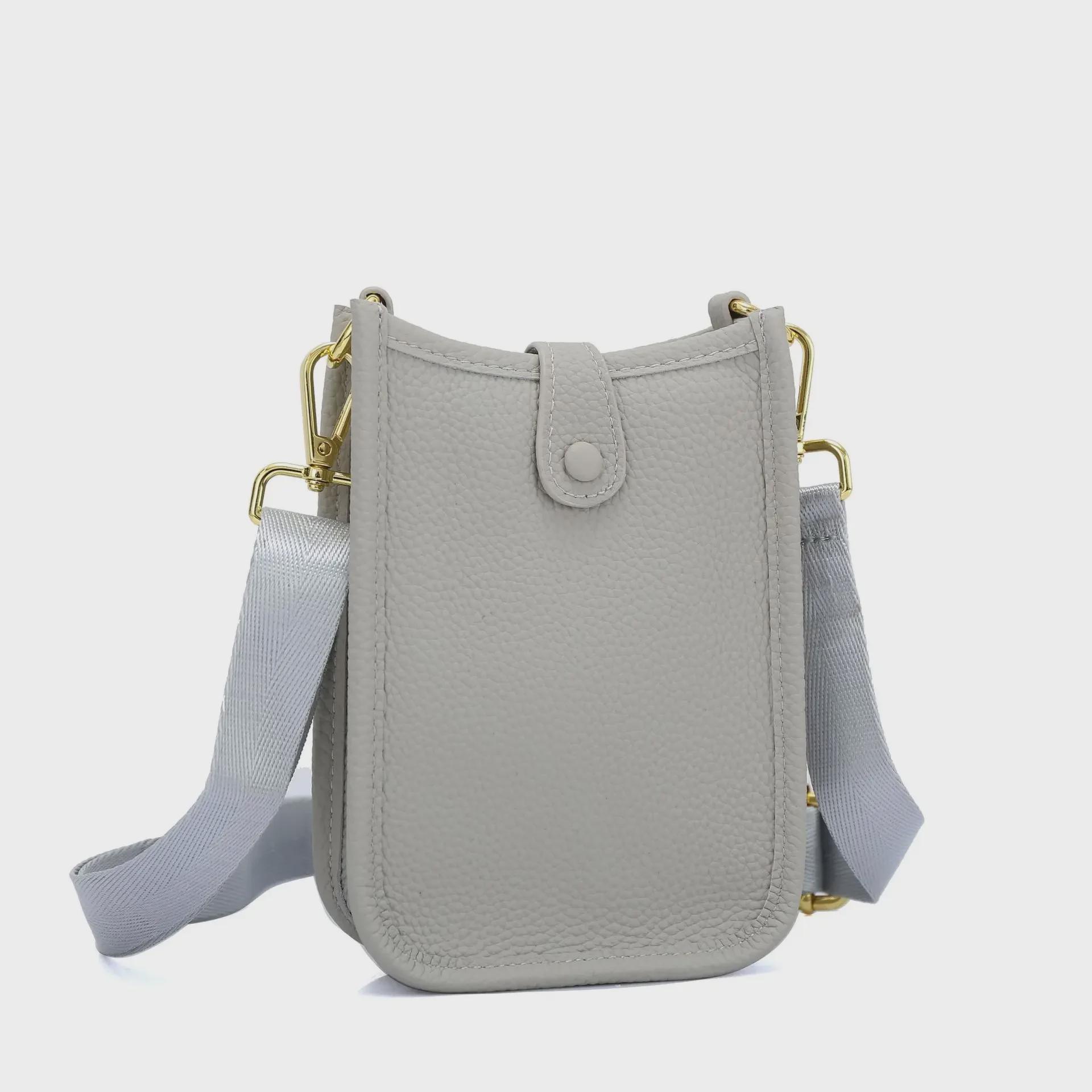 VantaGoods Echte leren crossbody verticale mobiele telefoontas - modieuze mini-emmertas met één schouder en portemonnee 12.5x5x17CM groen
