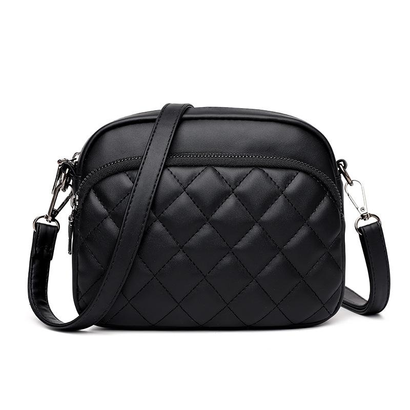 Molly Show Eenvoudige mode geruite schoudertassen voor vrouwen PU leren crossbody messenger bag telefoon portemonnee dame kleine handtas clutch zwart