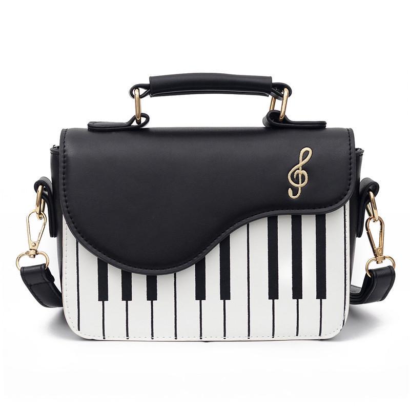 NK39UR Schattig pianopatroon pu lederen casual dames schoudertas dames crossbody tas met klep 20x8x15cm roze