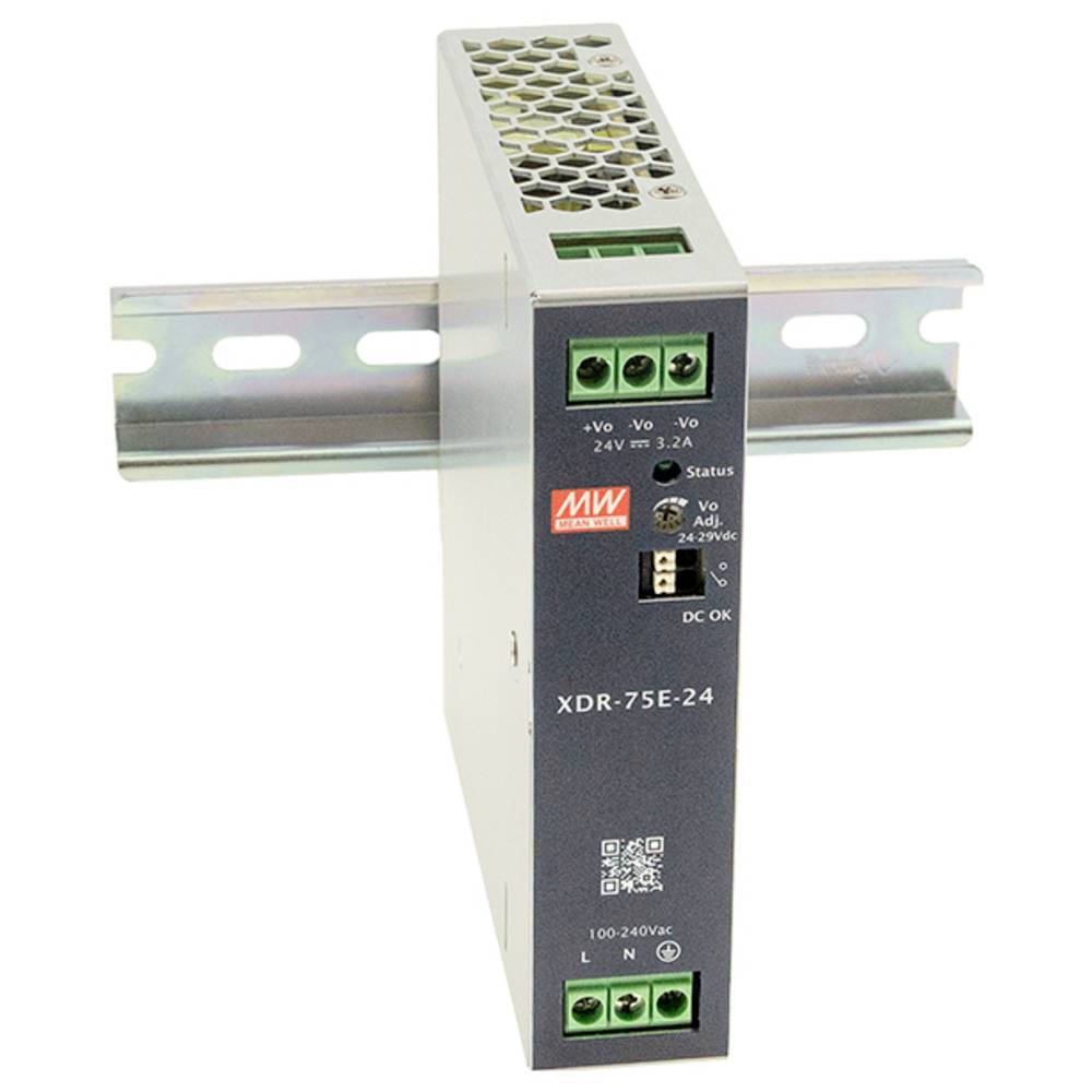 MW Mean Well XDR-75E-24 DIN-rail netvoeding 24 V 3.2 A 76.8 W Inhoud 1 stuk(s)