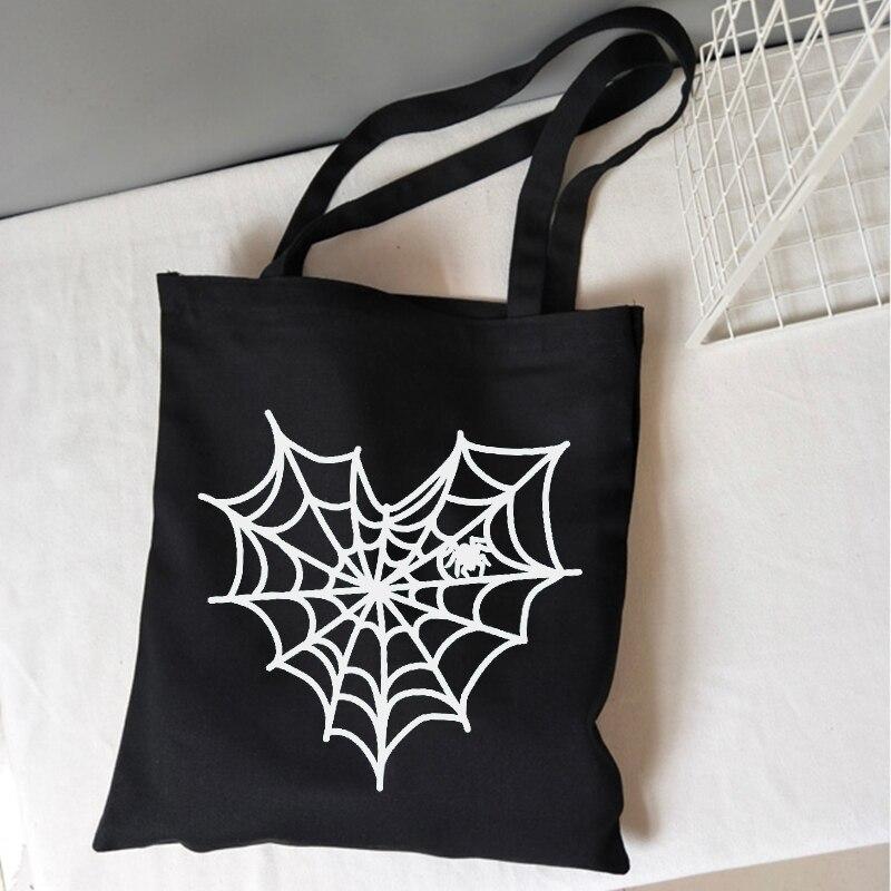 Iaidegou-4 Spider gothic shopper tas print kawaii casual vrouwelijke canvas tas met grote capaciteit Harajuku casual anime y2k vrouwelijke schoudertassen 25*30cm
