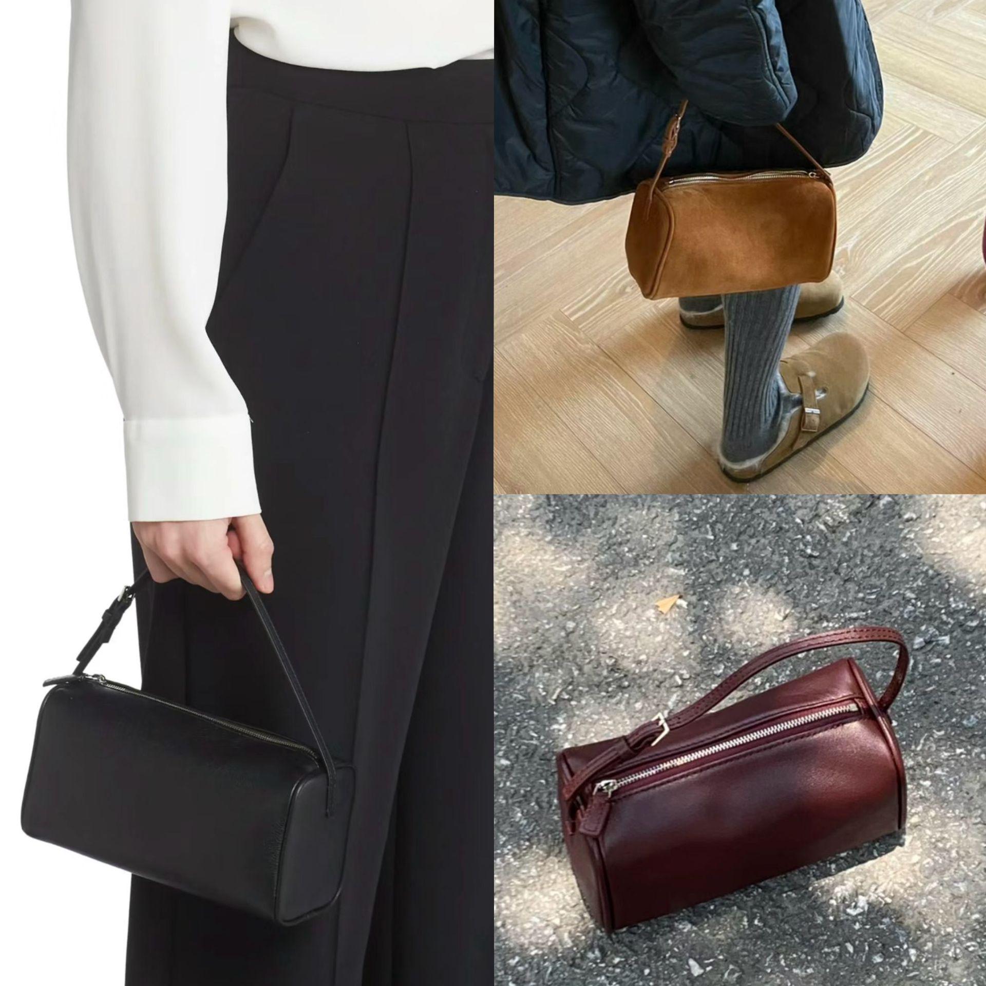 VantaGoods 2024 Koreaanse Niche Mini Schoudertas van Echt Leer met Potloodhouder Black Cowhide (Blank)