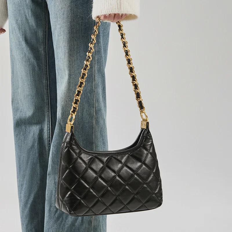 VantaGoods 2025 Nieuwe dames crossbodytas van echt leer - Kleine, geurige stijl, hoogwaardige, veelzijdige schoudertas met ketting