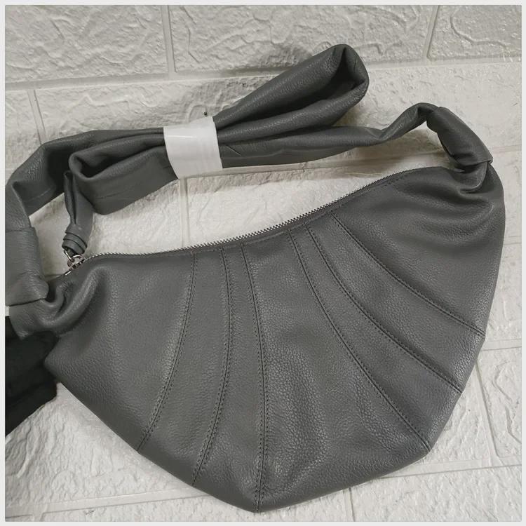 VantaGoods 2024 Echte leren Croissant schoudertas - Veelzijdige dames crossbody handtas Gray