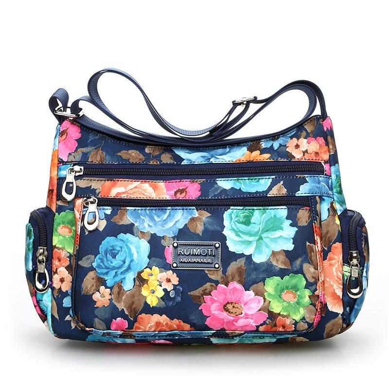 RUWB BAGS Landelijke stijl mode bloemen dames schoudertassen Europese en Amerikaanse stijl Vintage lichtgewicht ritsen Messenger Bags fantastische kleur