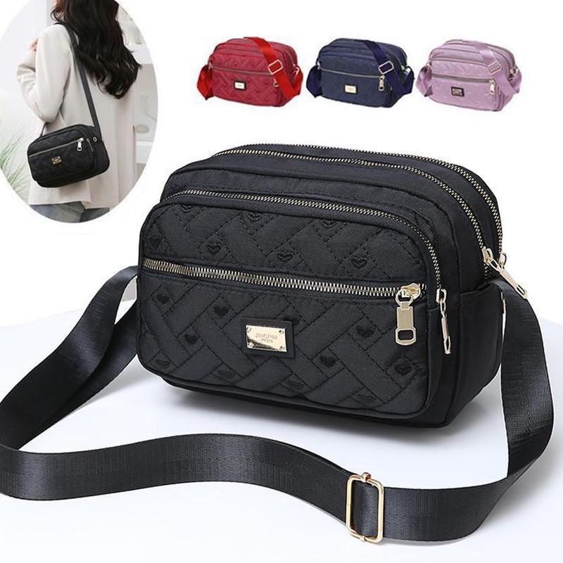 YAO JING Damesmode Ritsborduurpatroon Portemonnee Tas Schoudertassen Casual Leuke Reizen Waterdichte handtassen rood