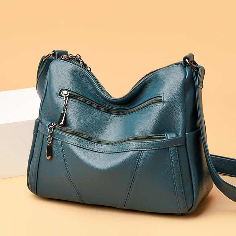 KULUOSIDI BAG Vrouwen zachte leren crossbody tas middelbare leeftijd vrouwen moeder tas schoudertas blauw