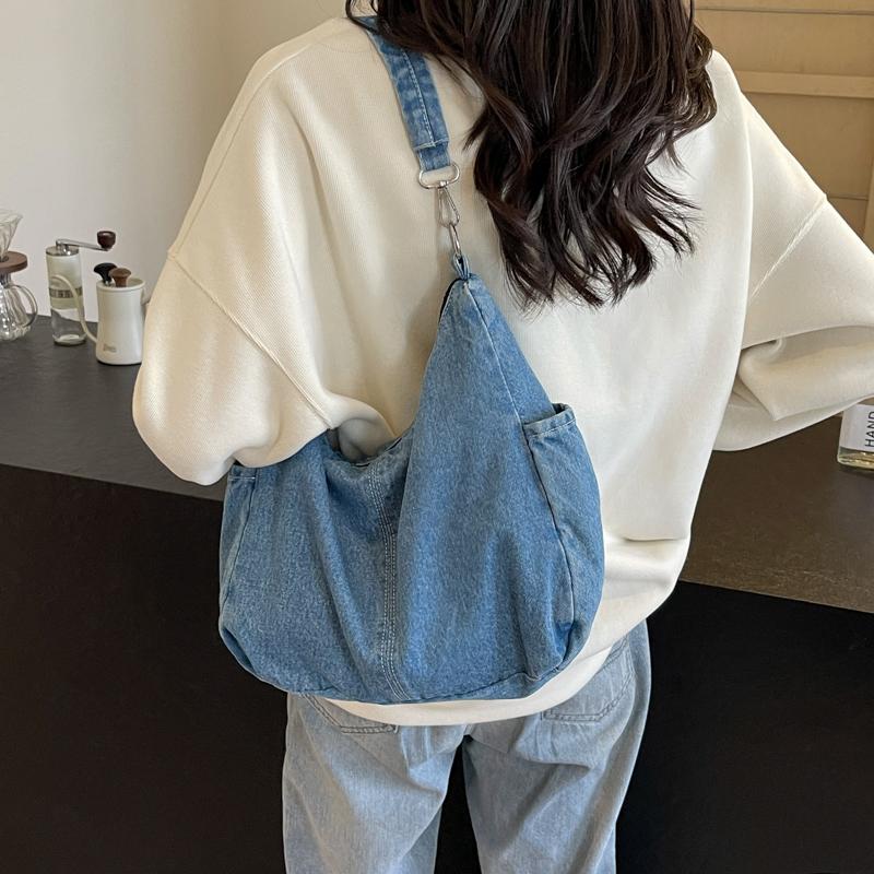 Kuluosidi Denim schoudertas dames grote capaciteit tote bag crossbody tas zwart