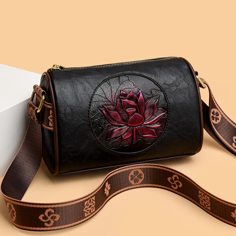 Xiao Home 1PC Casual Dames Handtas Zachte Leren Dames Crossbody Tas Mode Bedrukte Dames Crossbody Tas zwart