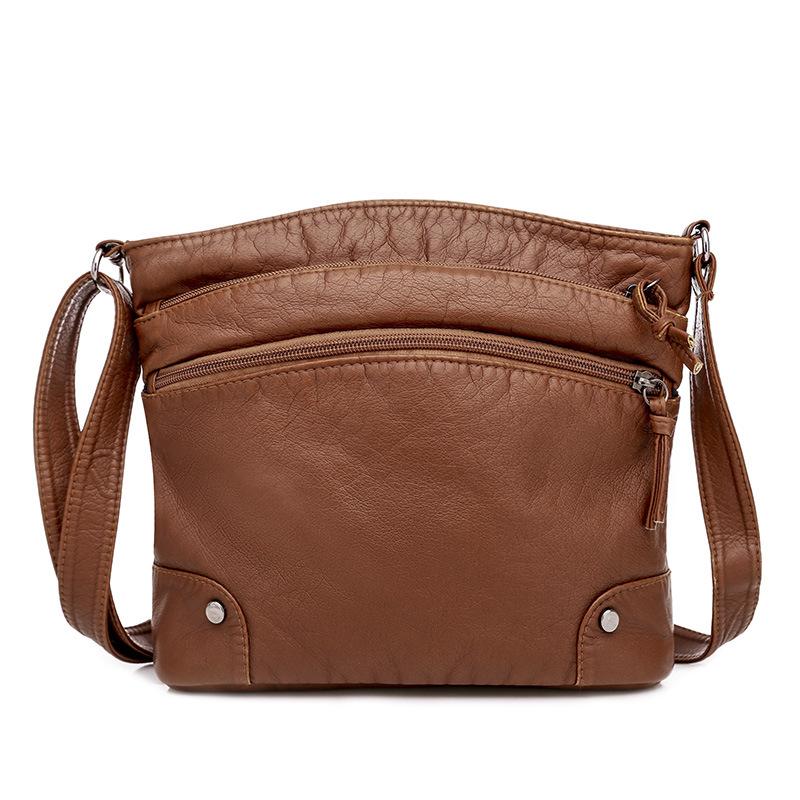 NK39UR Mode PU leren schoudertas voor vrouwen Vintage crossbody tas Multifunctionele messenger bag Wild Shopping Lady Bag Light Purse 23x10x20cm bruin