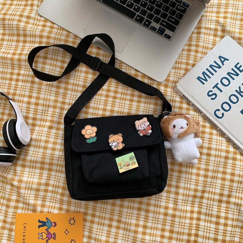 VIA ROMA Mooie canvas kleine tassen dames nieuw Japans systeem Harajuku schuine tas met studenten meisjes enkele schoudertas 3