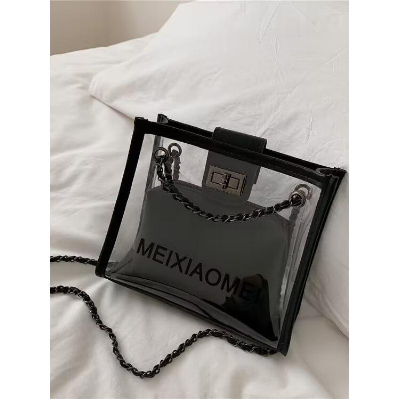VIA ROMA Kleine tassen dames nieuwe tij modeketen crossbody tas eenvoudig mat transparant pakket Matte Black