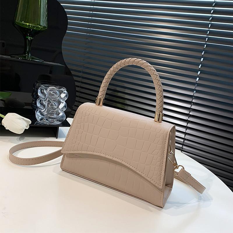 Yogodlns Retro Damestas Schoudertas in westerse stijl Handtas Koreaanse versie Krokodilpatroon Kleine vierkante tas Mode en eenvoudige crossbodytas 21x8x15cm kaki