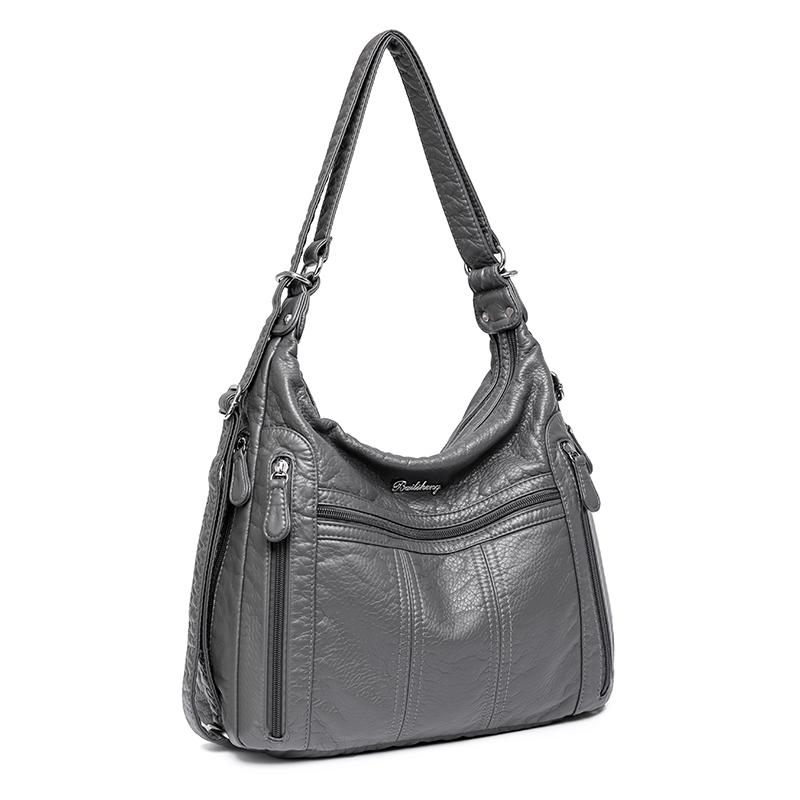 Your favorite bag 2023 Grote Capaciteit Vrouwen Handtas Dames Pu Leren Crossbody Tas Vrouwelijke Multifunctionele Tote Schoudertassen Roze Sac A Main Femme grijs