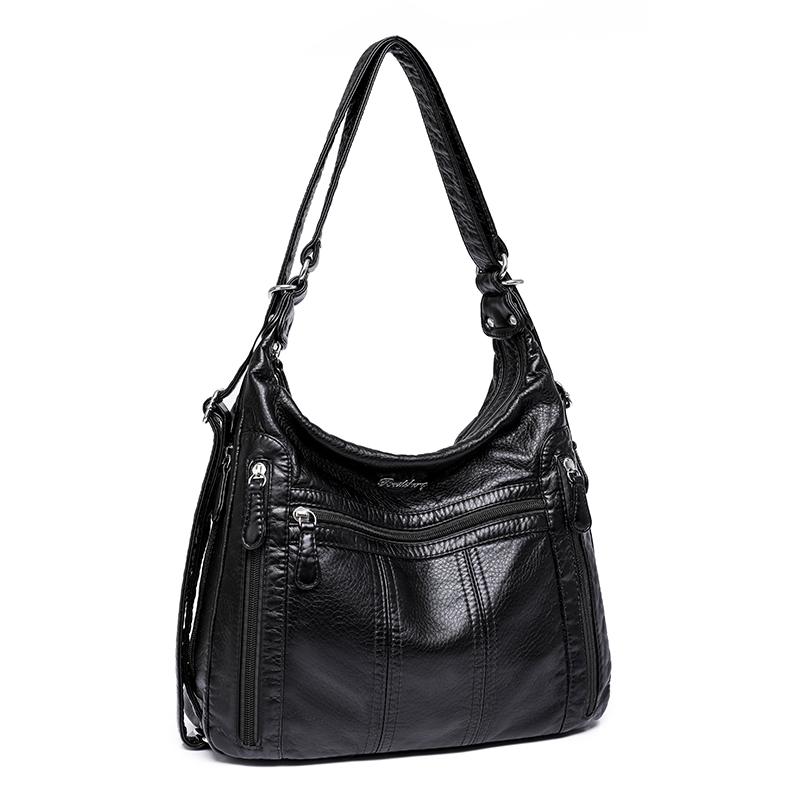 Your favorite bag 2023 Grote Capaciteit Vrouwen Handtas Dames Pu Leren Crossbody Tas Vrouwelijke Multifunctionele Tote Schoudertassen Roze Sac A Main Femme zwart