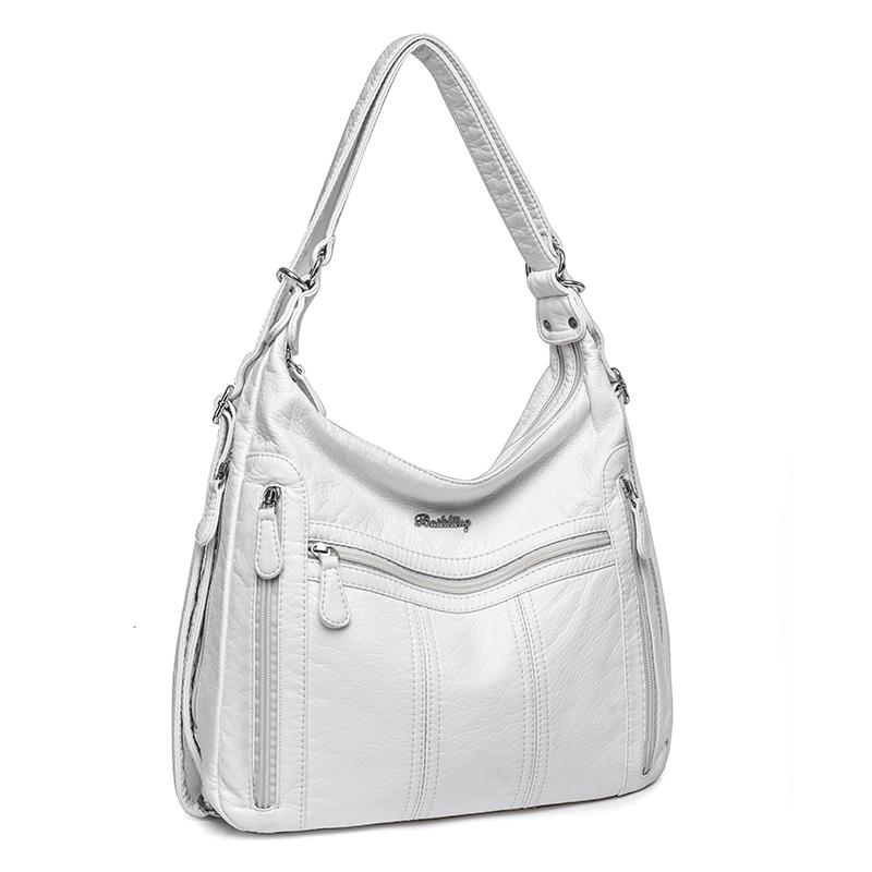 Your favorite bag 2023 Grote Capaciteit Vrouwen Handtas Dames Pu Leren Crossbody Tas Vrouwelijke Multifunctionele Tote Schoudertassen Roze Sac A Main Femme wit