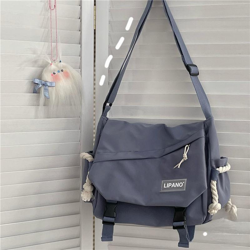 Yoghurt Nylon Handtassen Schoudertas Grote Capaciteit Crossbody Tassen voor Tiener Meisjes Mannen Harajuku Messenger Bag Student Schooltassen Sac blauw
