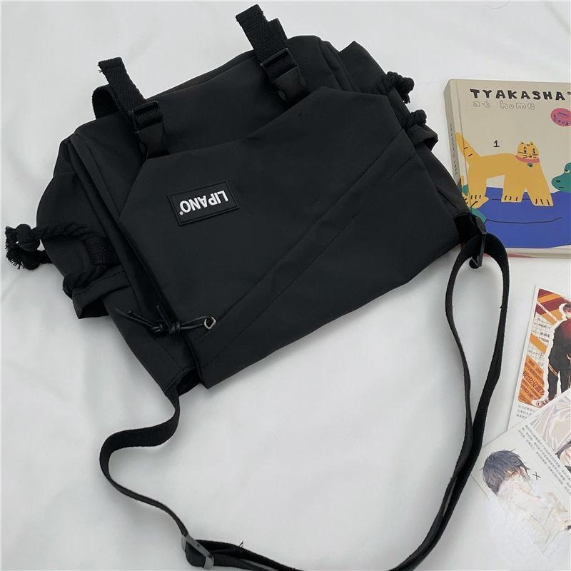 Yoghurt Nylon Handtassen Schoudertas Grote Capaciteit Crossbody Tassen voor Tiener Meisjes Mannen Harajuku Messenger Bag Student Schooltassen Sac zwart
