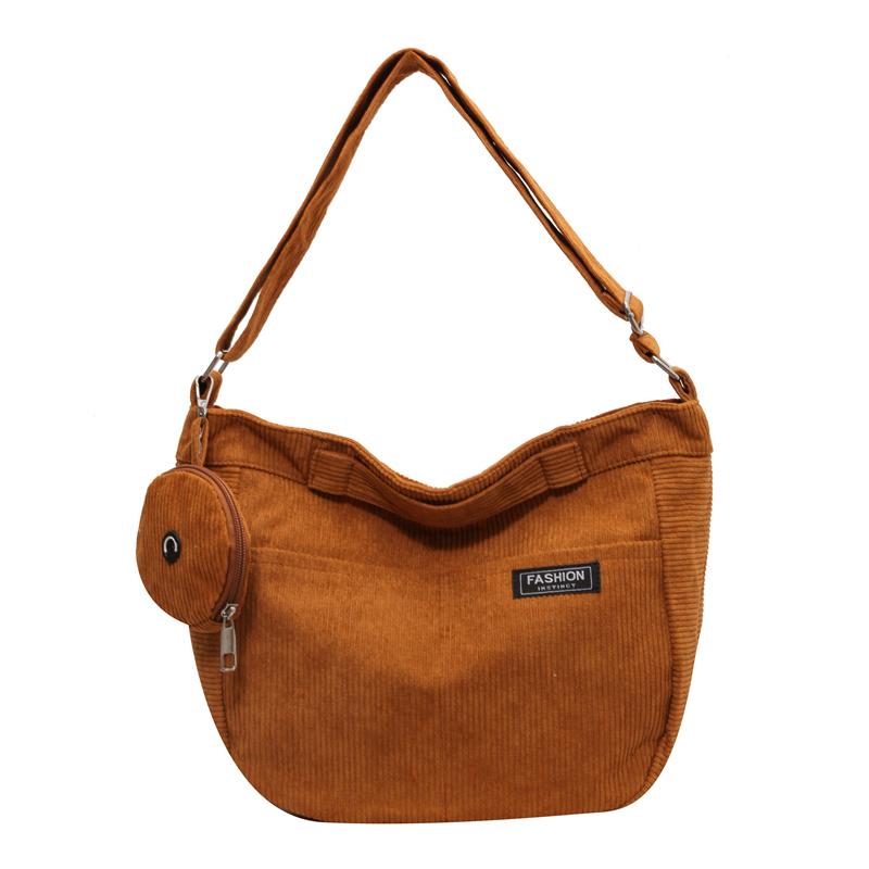 Kuluosidi Crossbodytas Corduroy tas Damesschoudertas voor studentenklasse bruin