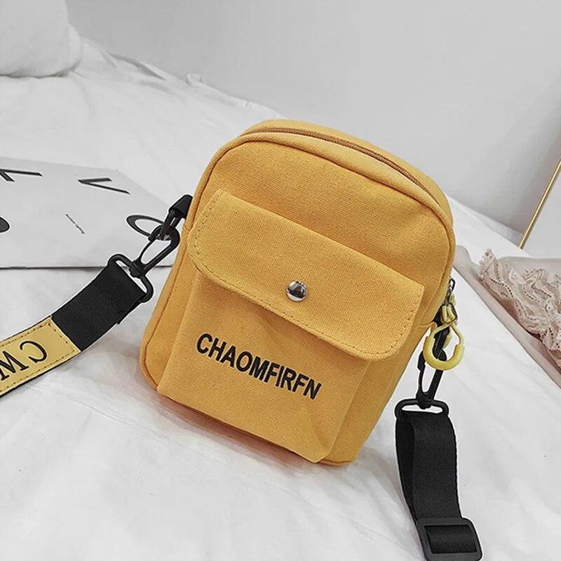 Enjoytime H Dames schoudertas borsttas bedrukt schattige portemonnee multifunctionele mobiele telefoon canvas kleine portemonnee crossbody tassen vrouwelijke tas geel